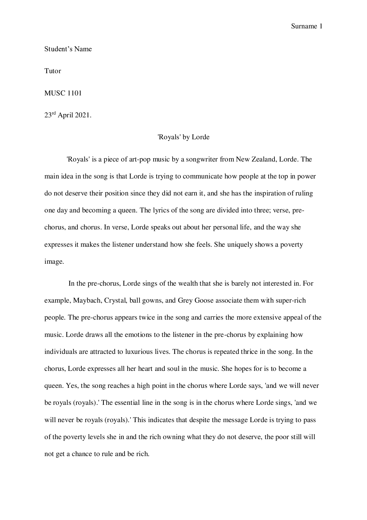 Preview image for MUSC 1101 MUSIC REPORT